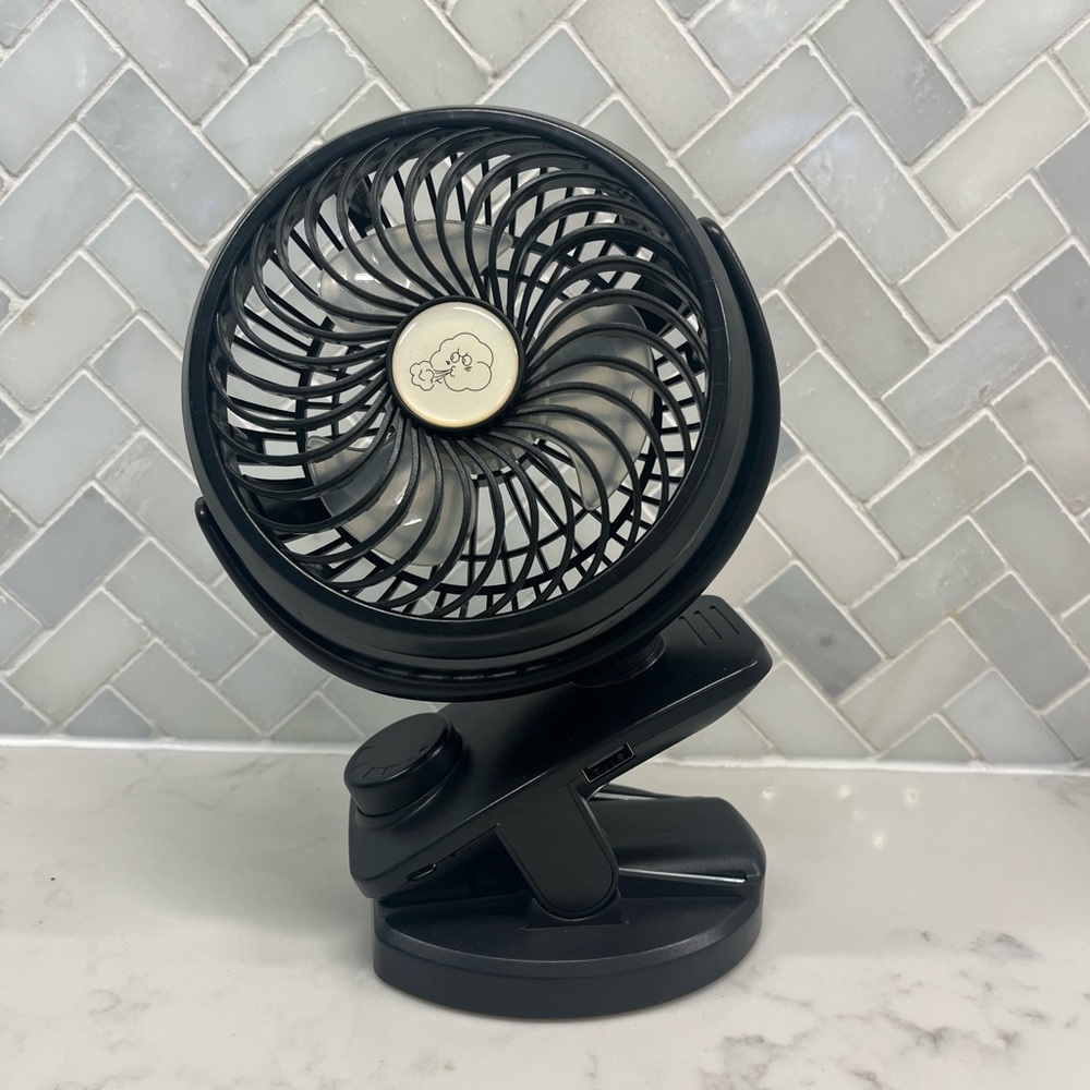 Black Portable Fan with Adjustable Clip
